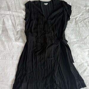 LOFT Chic Black Asymmetrical Wrap Dress
